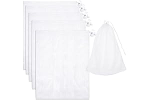 Pftjujudan 6Pack 24 * 16'' Pool Fine Mesh Filter Bags for Leaf Vacuum Pool Cleaners,Pool Vacuum Net Bag Replacement Bag with Pull & Lock Cord,Universal Fit,Holds Leaves,Debris