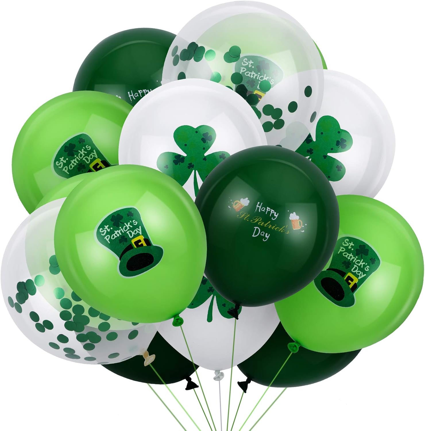 50 Pieces St. Patrick's Day Latex Balloons Green Confetti