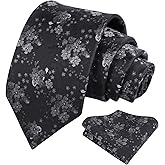 Alizeal Mens 3.15inches Delicate Floral Tie with Small Flower Printed Handkerchief Set