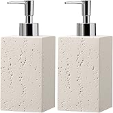 WUUAHOME Soap Dispenser 420ML 14OZ, 2pcs Luxurious Hand Dish Soap Dispenser Set, Refillable Lotion Bottle with Rustproof Pump for Bathroom Countertop Kitchen Sink (Off White)