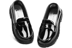 CCVON Girls Dress Shoes Chunky Loafers for Girl Platform Penny Loafers School Uniform Slip On Shoes