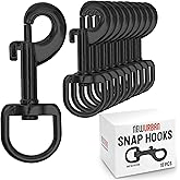 NEWURBAN 10 Black Snap Hooks Heavy Duty - 75mm x 20mm - Double End Trigger Snaps for Dog Leash - Pet Feed Bucket - Hammock - 