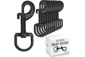 NEWURBAN 10 Black Snap Hooks Heavy Duty - 75mm x 20mm - Double End Trigger Snaps for Dog Leash - Pet Feed Bucket - Hammock - 