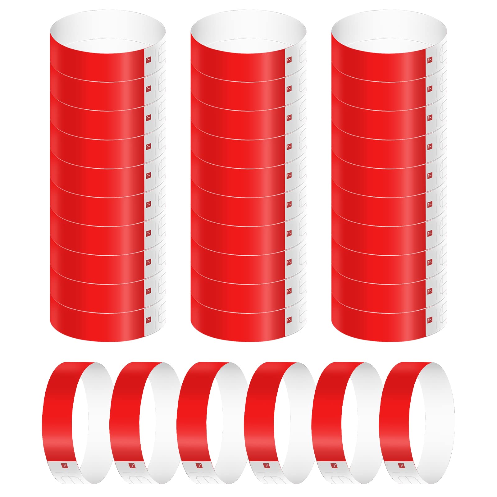 KINBOM 300pcs Neon Wristbands, Waterproof Paper Bracelets Event Wristbands Colorful Wrist Party Bands Armbands for Events Party Music Festivals Concerts PE Fairs (Red)