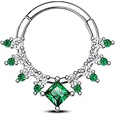 CM Crareesi Mania Septum Rings Clear CZ Septum Piercing Jewelry 316L Stainless Steel Daith Piercing Jewelry for Women 16G Helix Cartilage Earrings Hoop