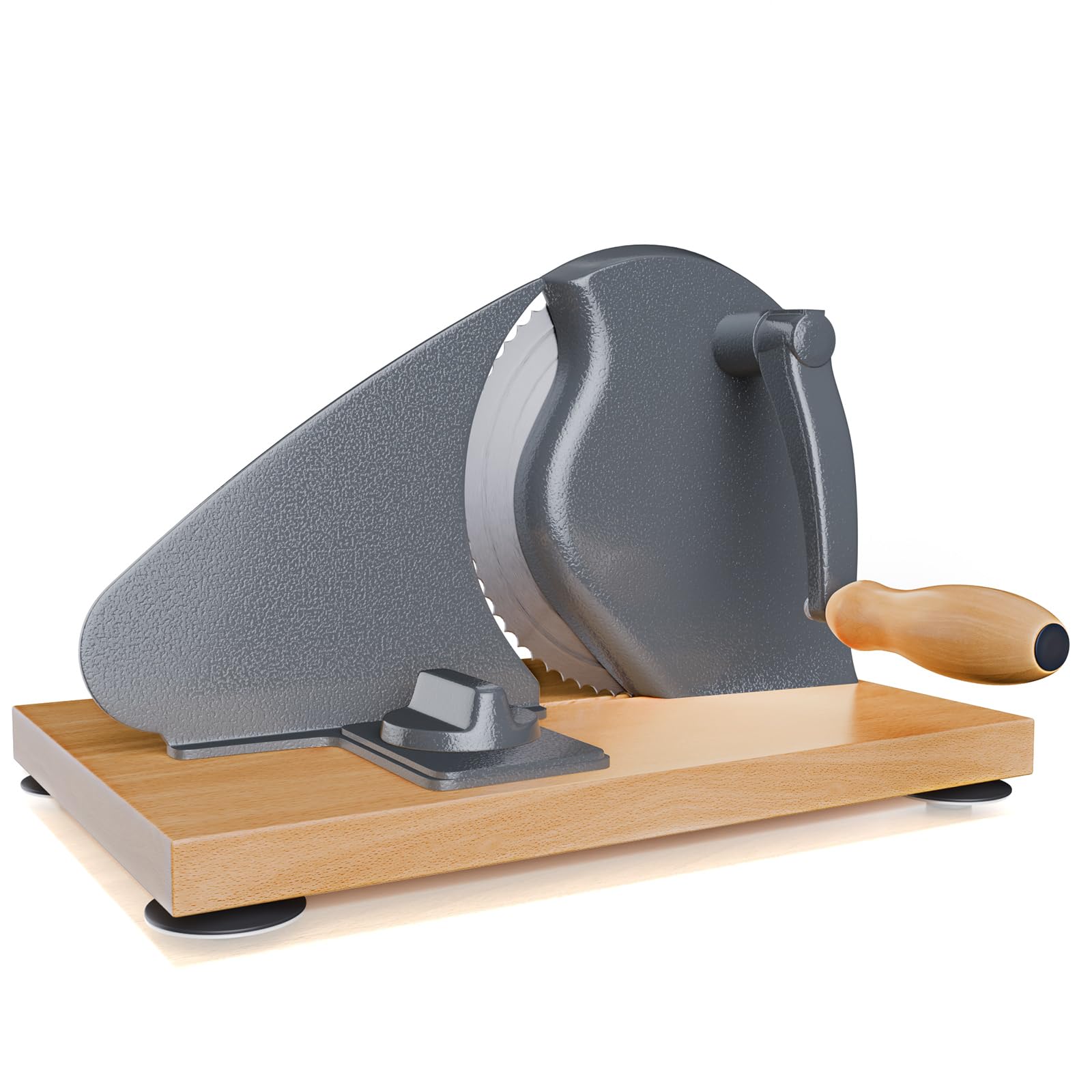 View 1 of (used/ouit of box) Manual Sourdough Bread Slicer, Adjustable Slice, Hand-Cranked Bread Slicer with Ergonomic Handle, Serrated Edge 316 Stainless Steel Blade, Suction Cup Base?Dark Gray?