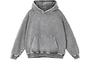 SnowElve Mens Hoodies Vintage Oversized Hoodie Acid Wash Couples Cotton Pullover Hoodies for Men Streetwear Sweatshirts