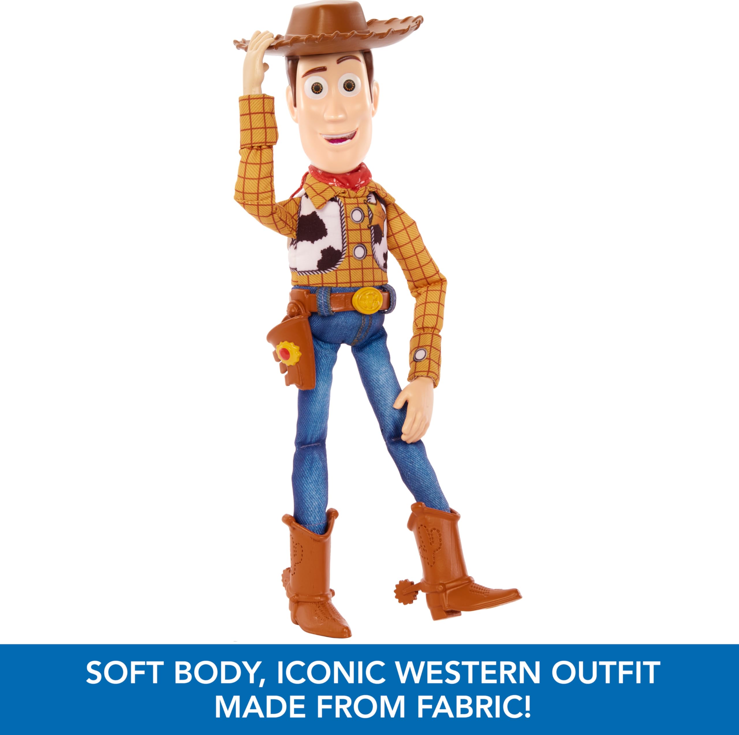Mattel Disney Pixar Toy Story Talking Woody Action Figure & Accessory, Roundup Fun 12-inch Collectible with 30+ Sounds & Phrases