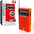 72 HRS (Upgraded) 72HRS CRUSADER MINI NOAA/AM/FM Emergency Weather Radio, Powered by 2AA Battery(Not Included), Premium Designer Radio with Finest Tuning Knob and Speaker (Red)
