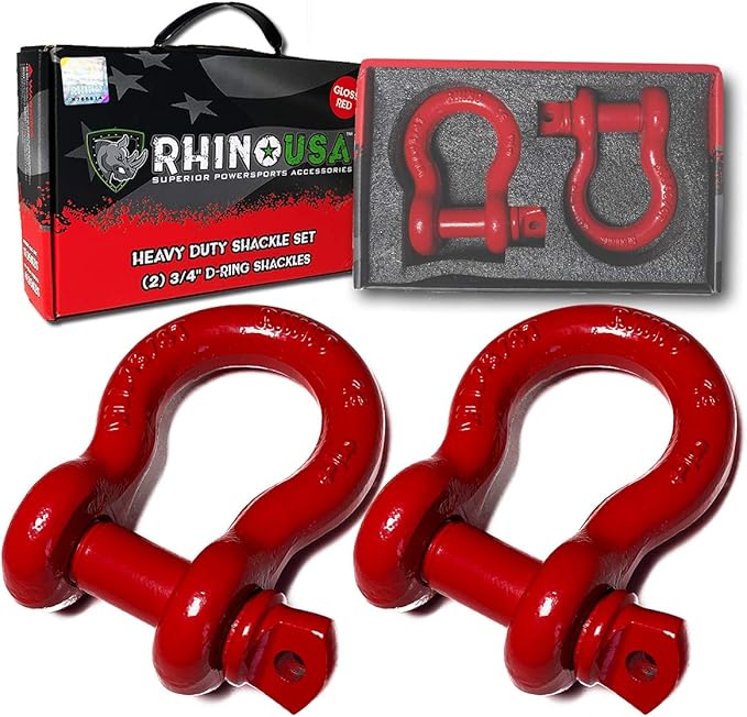 Rhino USA D Ring Shackle (2 Pack) 41,850lb Break Strength