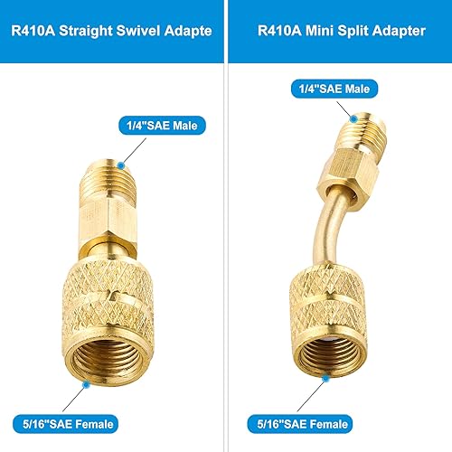 R410A Mini Split Adapter Kit - Brass HVAC Refrigeration Service Tools With Valve Core Remover