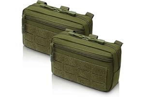 VIIDOO 2 Pack 1000D Laser Cut Molle Pouches - Tactical Compact Water-Resistant Utility Admin Pouch for Vest Backpack Duty Belt Tactical Vests