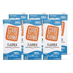Good Karma Plant-Powered Flaxmilk, Classic Vanilla, 32 oz Shelf-Stable Carton (Pack of 6) Dairy-Free, Plant Based Milk Alternative