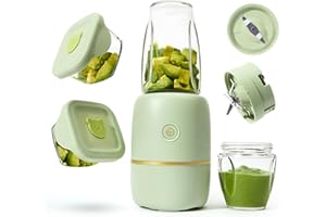 Kwiplee Bubble Blender, Baby Food Maker & Puree Blender with 2 Borosilicate Glass Cups, Compact Baby Bullet for Smoothies, Hands-Free One-Touch, 200W Motor, Sage