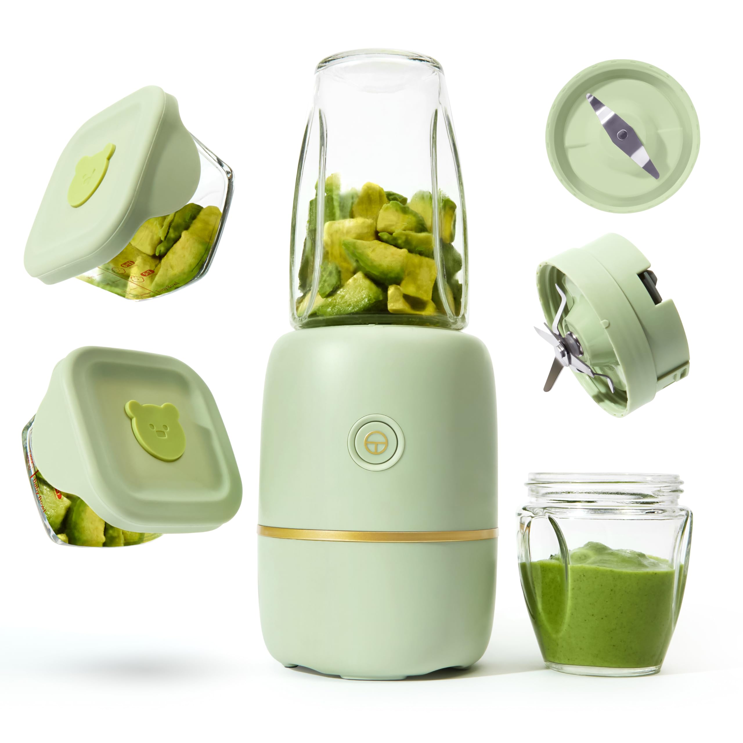 Photo 1 of Kwiplee Bubble Blender, Baby Food Maker & Puree Blender with 2 Borosilicate Glass Cups, Compact Baby Bullet for Smoothies, Hands-Free One-Touch, 200W Motor, Sage