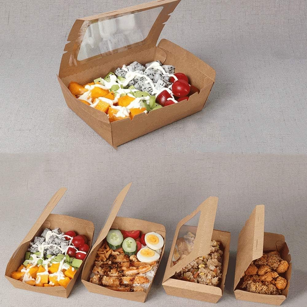 WJSW Ensaladera Rectangular desechable Visible Kraft - Gran ...