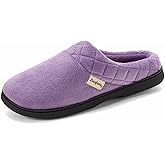 Dearfoams Women's Lightweight Memory Foam Indoor House Slipper Darcy Velour Clog with Wide Widths