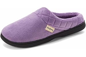 Dearfoams Women's Lightweight Memory Foam Indoor House Slipper Darcy Velour Clog with Wide Widths