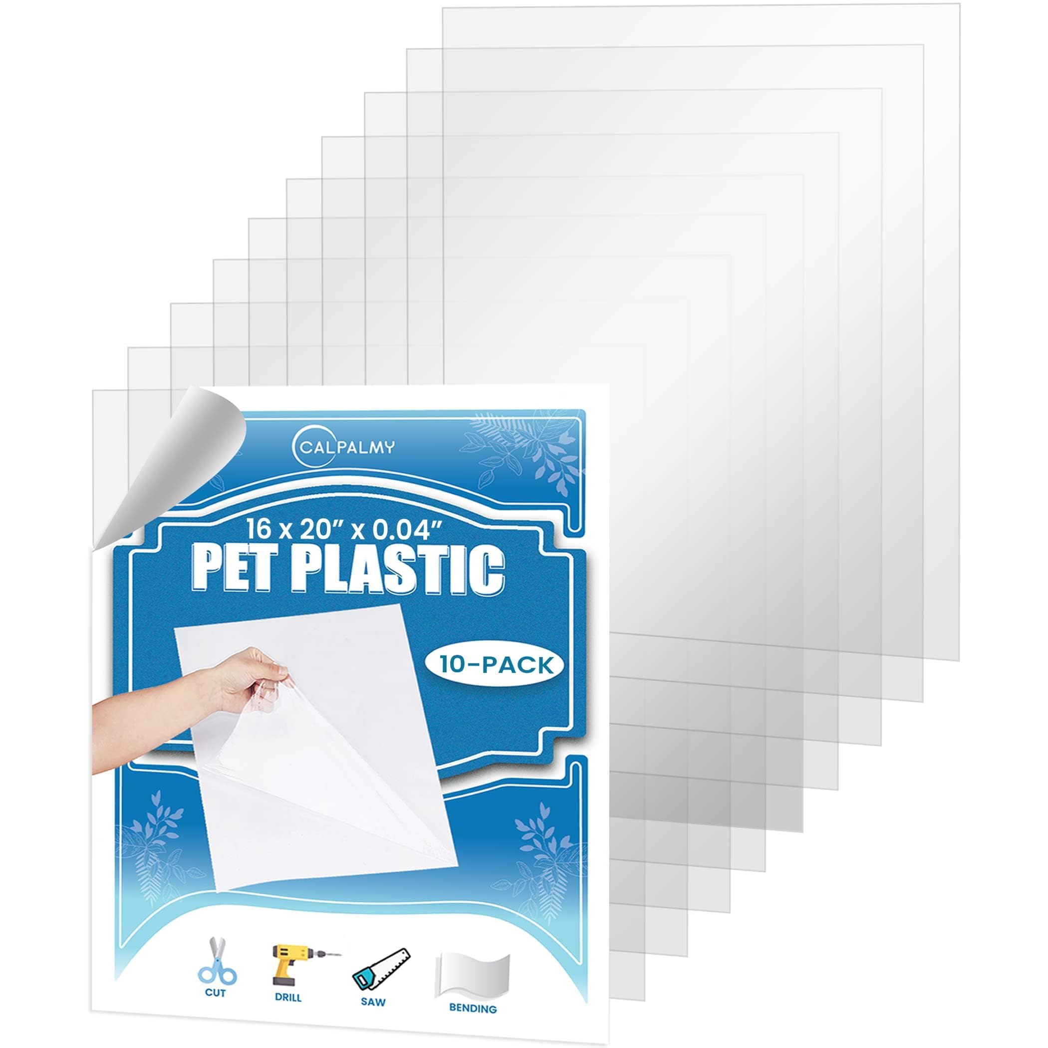Photo 1 of (10 Pack) PET Sheet Panels - 16" x 20" x 0.04" Clear Acrylic Sheet-Quality Shatterproof, Lightweight, and Affordable Glass Alternative Perfect for Poster Frames, Counter Barriers, and Pet Barriers