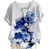 MARSVOVO Casual Short Sleeve T Shirt for Women Crewneck Oversized Tops Lightweight Soft