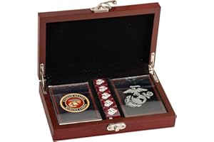MILITARY GIFT SHOP Marine Corps Gift Set | Playing Cards with USMC Dice | Officially Licensed Deck & EGA Dice | Great Gift for Marines | USMC Card & Dice Set