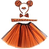 Luxtacular Tiger Costume Set Tiger Accessories Ears Headband Nose Bow Tie Tail Tutu for Women Men Cosplay Birthday Halloween Christmas