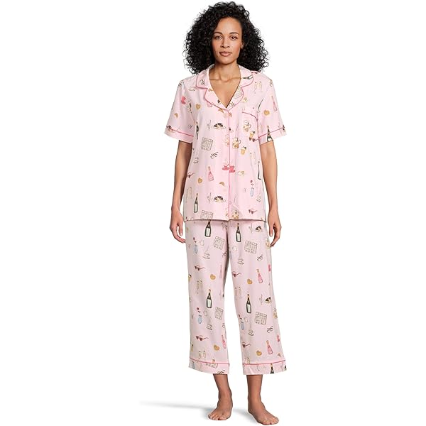 BedHead - S/S Poplin Capri PJ Set - Carousel - Medium at BedHead - S/S Poplin Capri PJ Set - Carousel - Medium at
