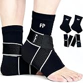 Ankle Support Brace for Women Men, 1 Pair Achilles Tendonitis Brace for Plantar Fasciitis Relief, Copper Infused Ankle Compression Sleeve with Adjustable Strap, Support for Sprained Ankle, Day&Night, Black, M