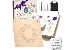 GRETA GRACE CO. Extra Large Flower Press Kit | 11"x11" 10 Layers Wooden Pressing Boards, Tools & Bag | Crafting Kits for Adults & Kids | DIY Pressed Flower Plant Preservation Kit | Bouquet Preservation | Great Gift
