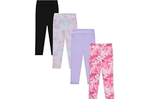BTween Girls 4 Pack Leggings Set, Exercise, Sports Tights with Wide Waistband for Girls