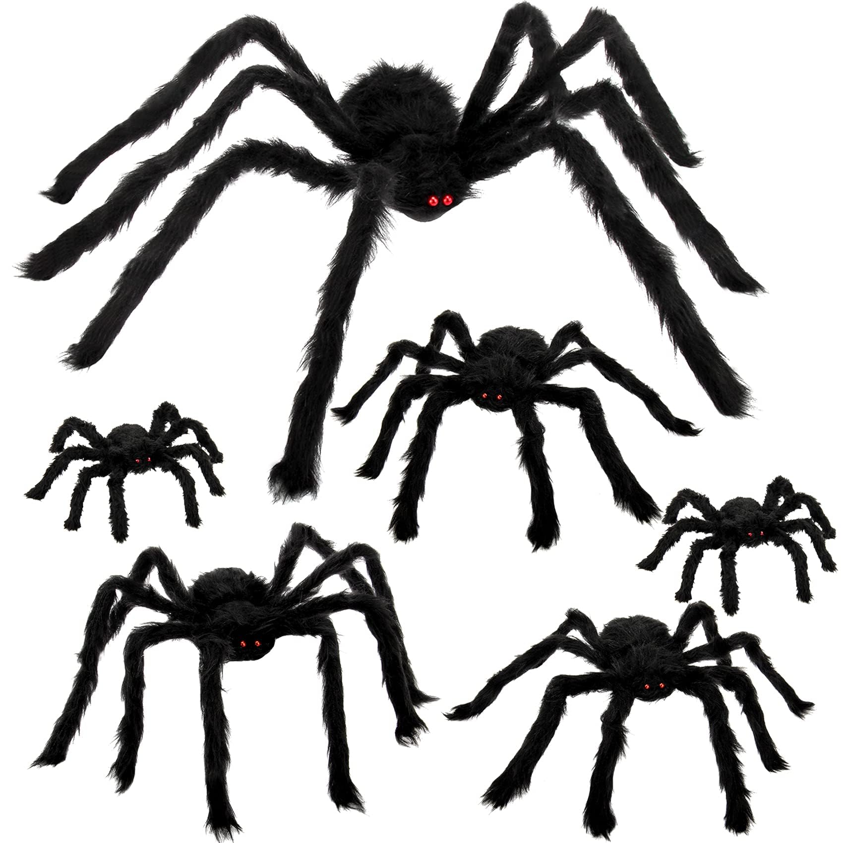 Photo 1 of Colovis 6 Pcs Halloween Spider Decorations, Realistic Large Scary Spider Decoration for Home Giant Spiders Props for Indoor Outdoor Party Decorations