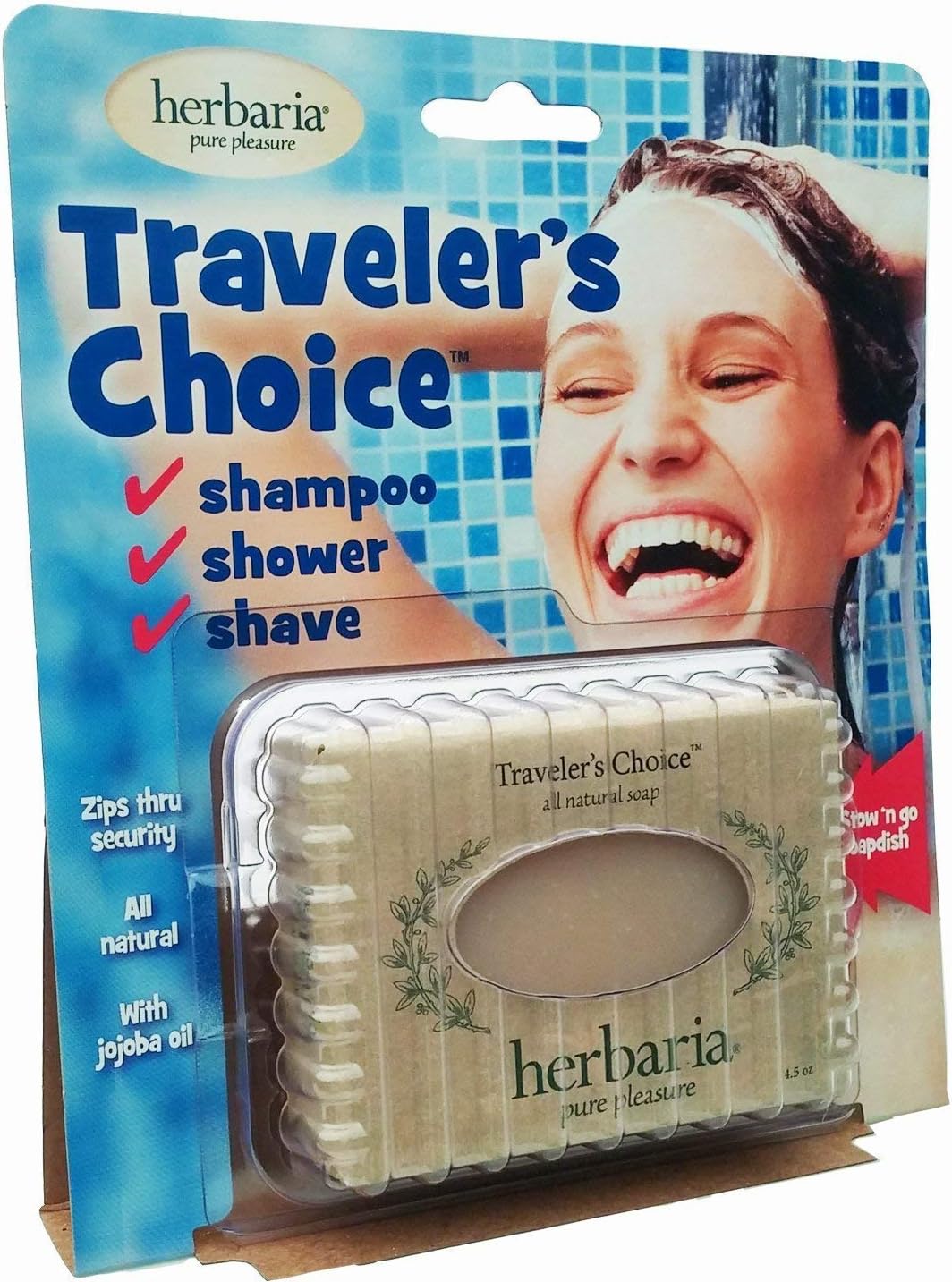 HerbariaHerbaria Traveler's Choice 4.5 oz Soap Bar with Essential Oils, Handcrafted All-Natural. Includes Stow ‘n Go Case. Enjoy Other Herbaria Skin-Friendly Products.