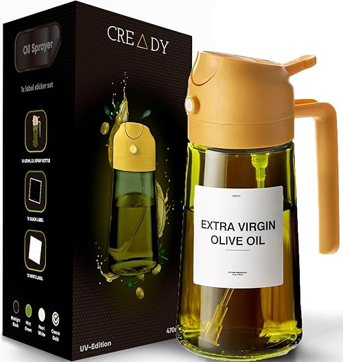 CREADY Kitchen Oil Spray 470 ml | 2 in 1 Dispenser Oil Spray | Oil Spray Air Fryer | Oil Spray Sprayer | Oil Sprayer | Oil Spray | Oil Dispenser