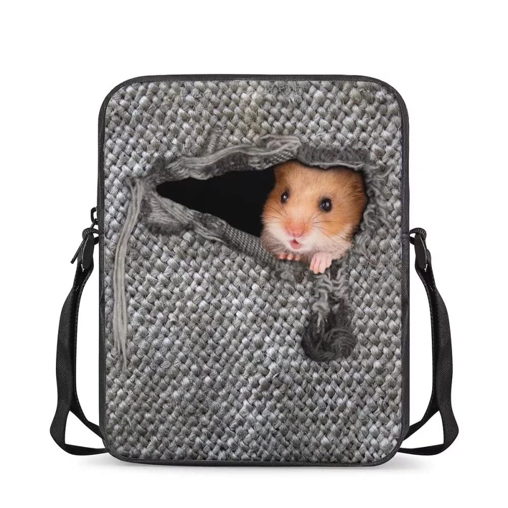 chaqlin Cute Hamster Travel Shoulder Handbags for Women,Animal Hamster Printed Mini Crossbody Bags Sling Messenger Totebags for Unisex Kids Children