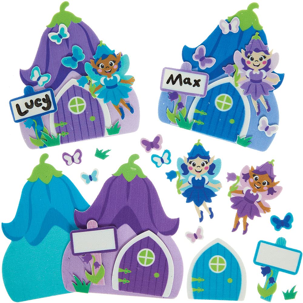 Baker Ross FX459 Bluebell Fairy Door Kits - Pack of 4, Fairy Foam Craft Kit for Kids