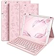 Hamile Keyboard Case for iPad 9th Generation 10.2 Inch - Backlit Wireless Detachable Folio Keyboard Cover with Pencil Holder for iPad 8th 7th Gen/iPad Pro 10.5" / iPad Air 3rd Gen (Pink Rose)