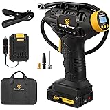 Tire Inflator Air Compressor, 20V Cordless Tire Pump with Digital Pressure Gauge, AUTO-OFF Function, 12V Car Power Adapter fo