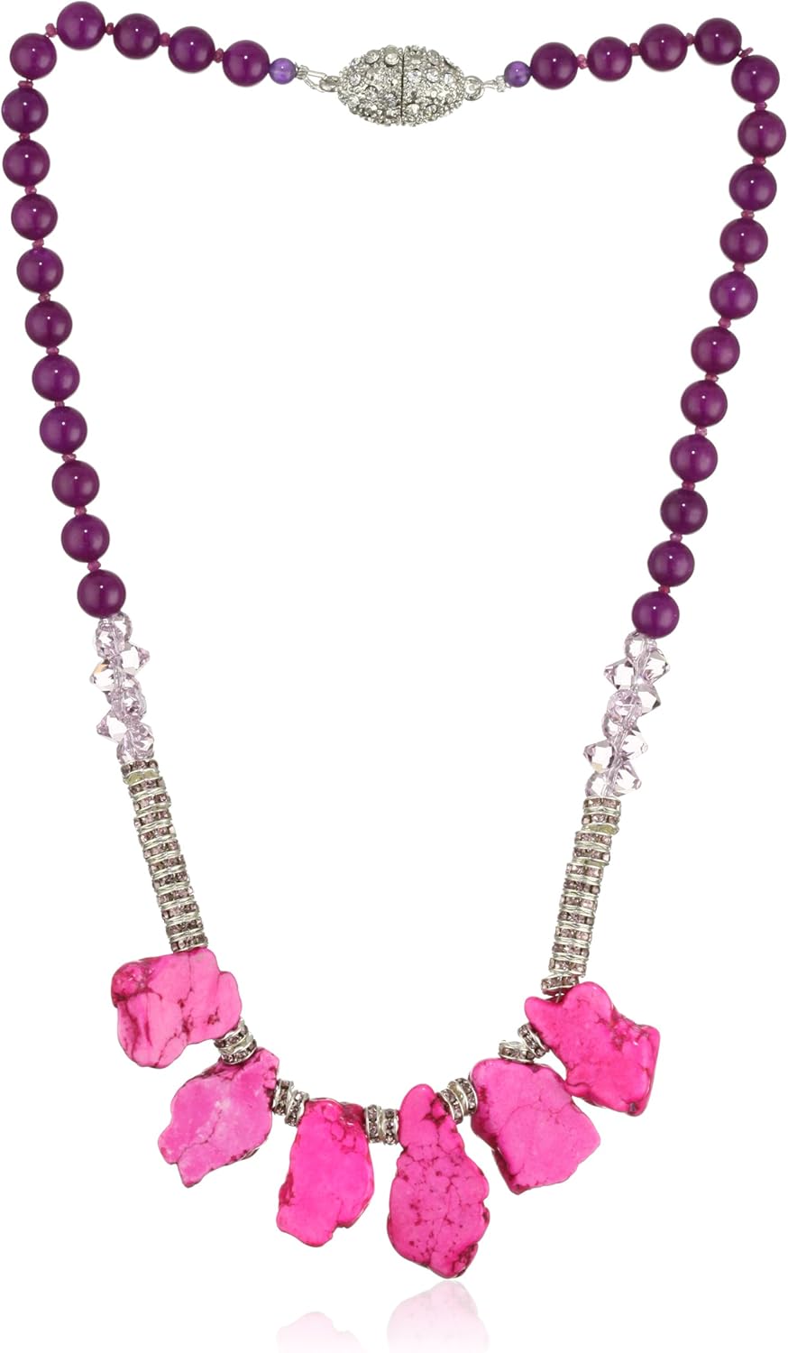Tova Jewelry" Neon brights "Hot Pink Agate Chunky Necklace