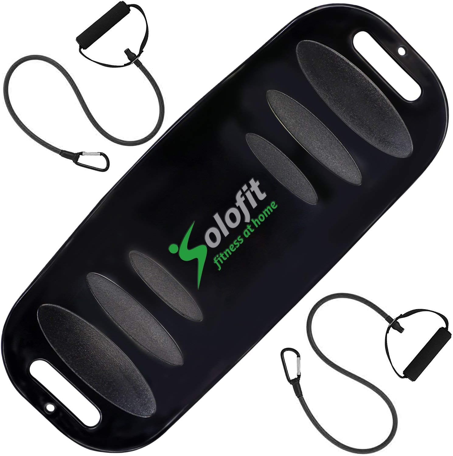 Solofit Balance Board with Resistance Bands - Fitness Board for Adults – The Abs Legs Core Workout Balancing Board - Ideal for Core Workout, Dancers, Ballet, Ankle Workouts, Balancing Exercises