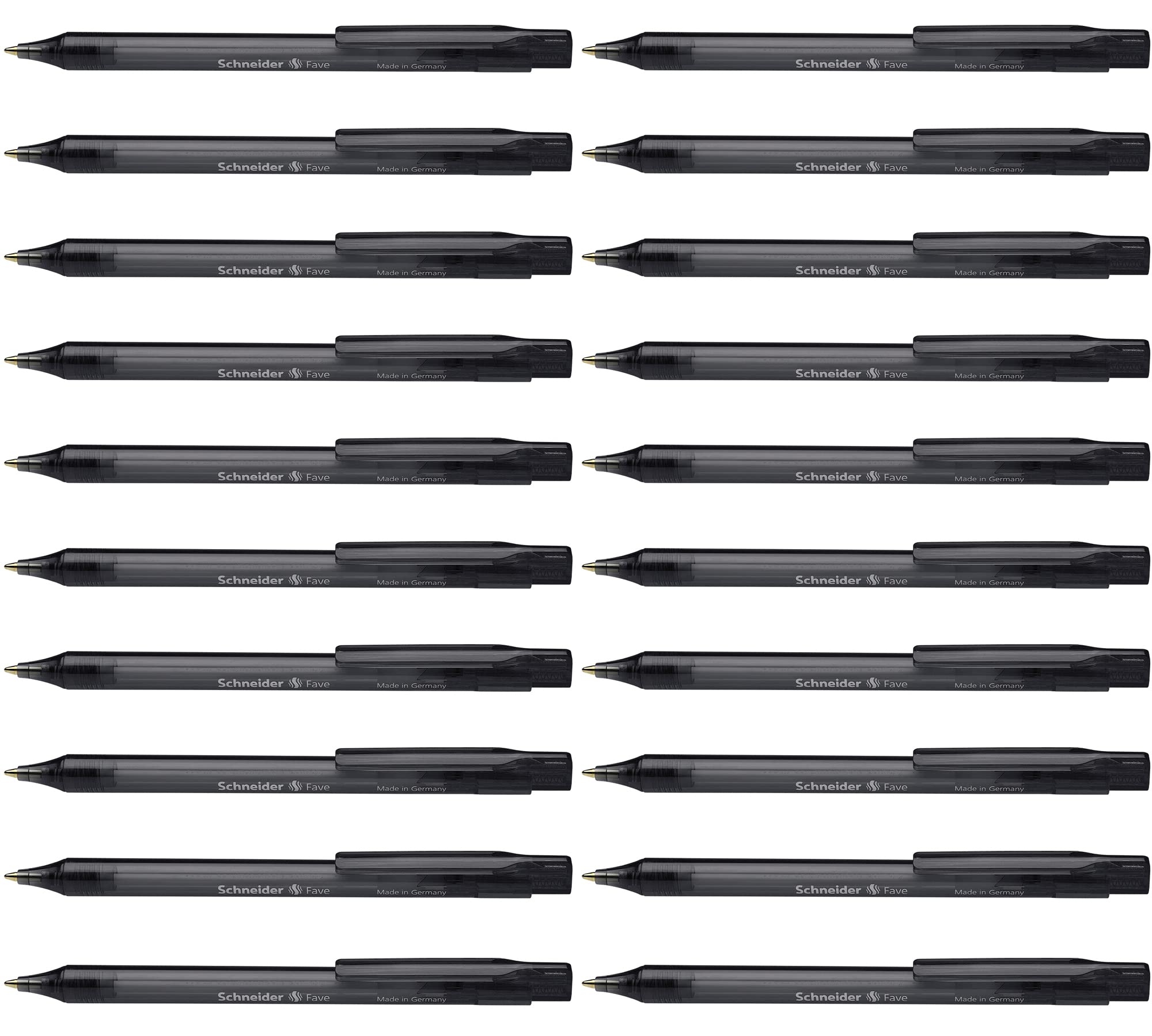 Schneider Fave Click-Top Ballpoint Pen M Tip Black Ink Assorted Barrel Colours Pack of 50