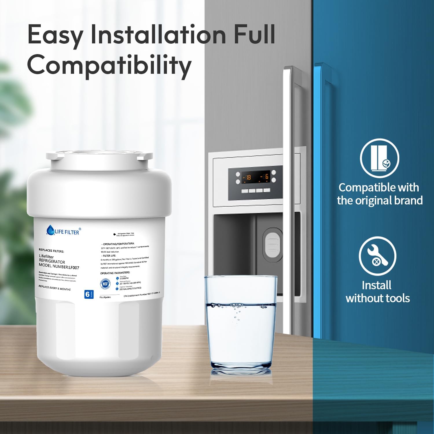 Lifefilter Replacement for MWF Refrigerator Water Filters, MWFP, HDX FMG-1, MWFA, GWF, WFC1201, RWF1060, 197D6321P006, 9991, 3 Pack