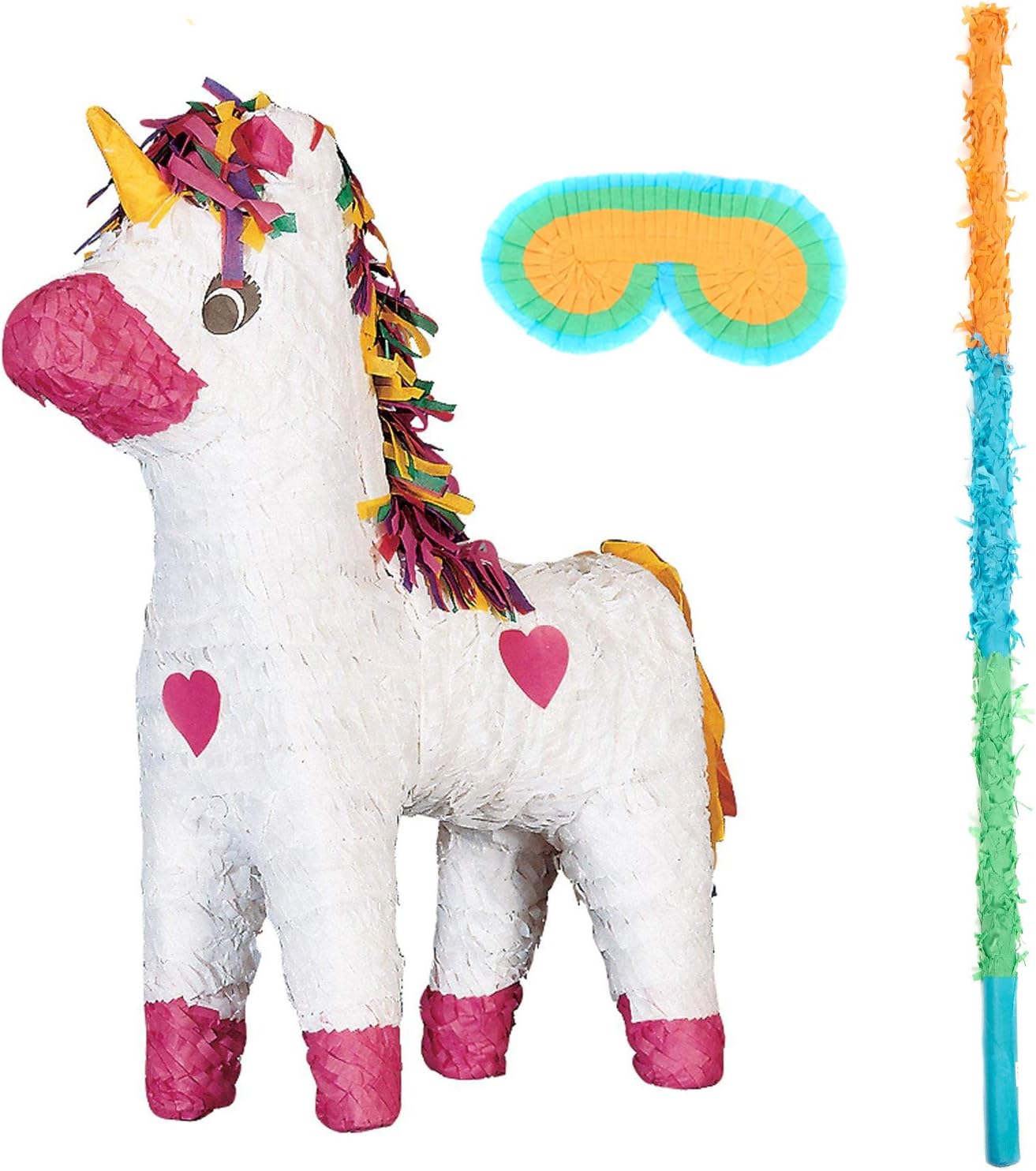 BirthdayExpress Unicorn Party Supplies Pinata with Eye Mask and Buster