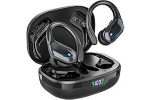 CATITRU Wireless Earbuds Bluetooth Headphones 80hrs Playback Ear Buds IPX7 Waterproof&Power Display with ENC Noise Canceling Mic Over-Ear Stereo Bass Earphones with Earhooks for Sports/Workout/Running