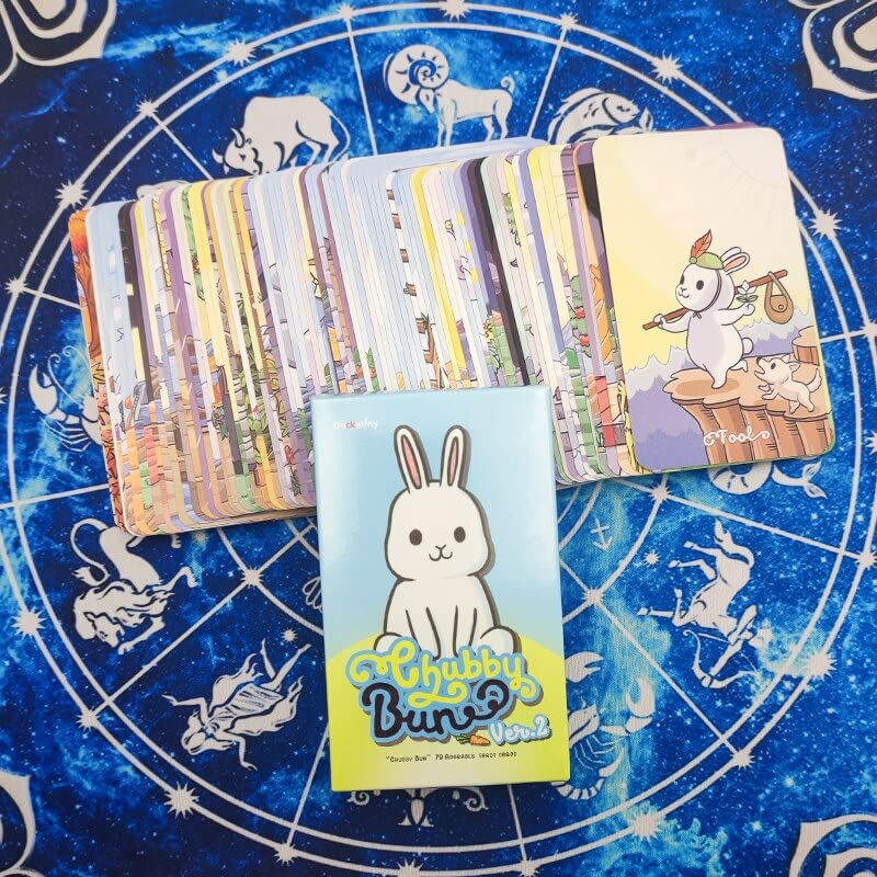 mrdiyshisha Chubby Bun Tarot Deck (Version 2), 79 Adorable Tarot Cards for Beginners, Pocket Size (4.05