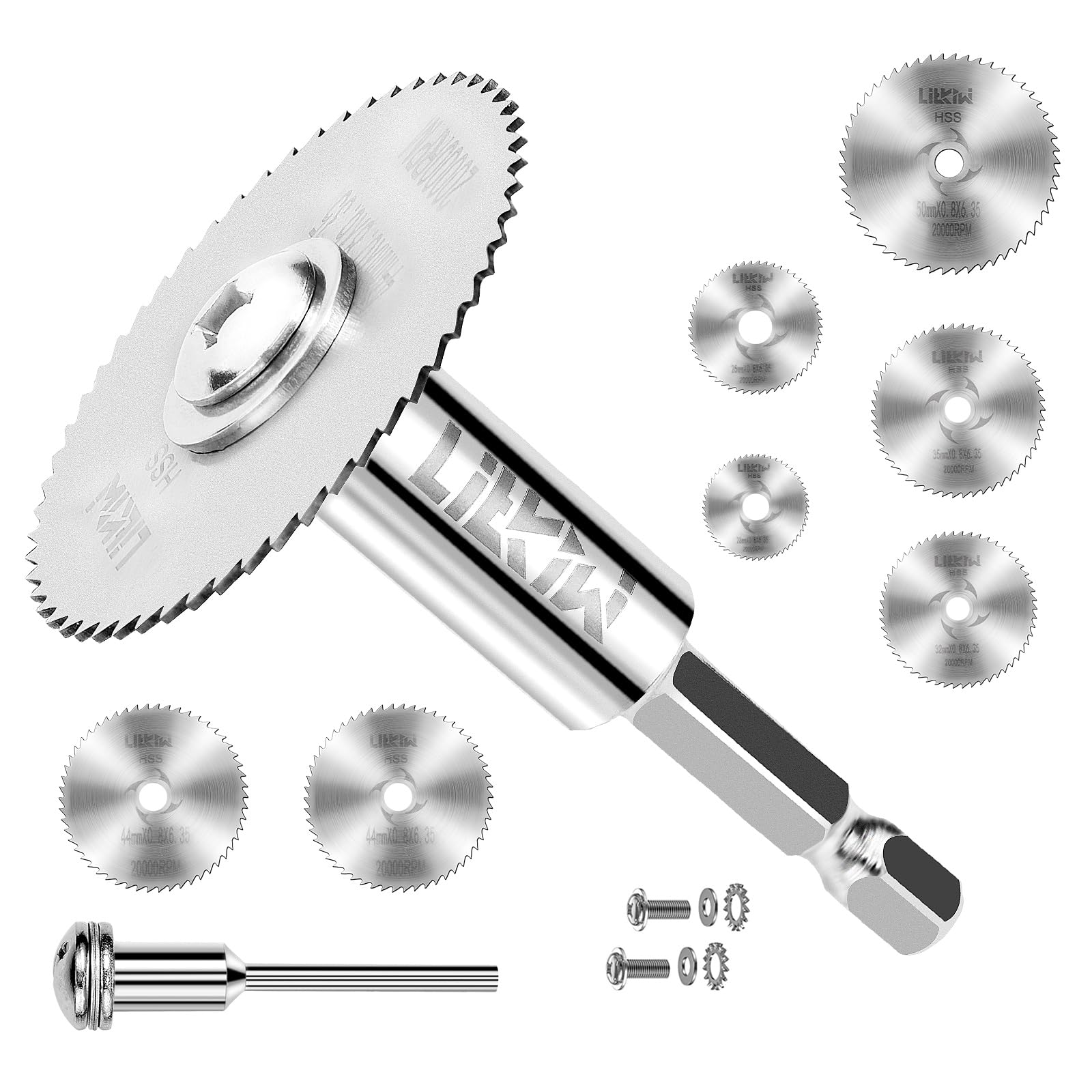 Photo 1 of LitKiwi 7PCS Rotary Drill Saw Blades,with 1PCS 1/4" Hex Shank & 1PCS 1/8" Round Shank,HSS Saw Disc Wheel Cutting Blades for Drills Rotary Tools