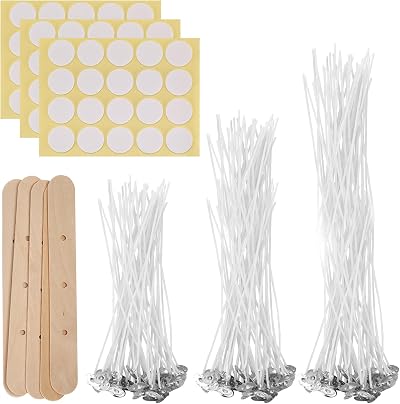 VARHHUXHA Candle Wicks 150Pcs 10/15/20cm Cotton Pre Waxed with Holders &