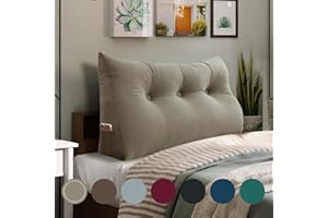 homecozy Wedge Headboard Pillow Dorm Room Reading Pillow Back Support for Sitting Up in Bed Bolster Lumbar Cushion Body Positioning Bedrest Velvet 39in Light Tan Twin