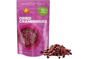Amrita Dried Cranberries 1 lb | Sweetened with Apple Juice, Unsulfured, Gluten Free, non-GMO, No Preservatives | Packed Fresh in Resealable Bags | Fruit Snacks, Salads, Baking