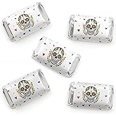 Big Dot of Happiness Day of the Dead - Mini Candy Bar Wrapper Stickers - Halloween Sugar Skull Party Small Favors - 40 Count