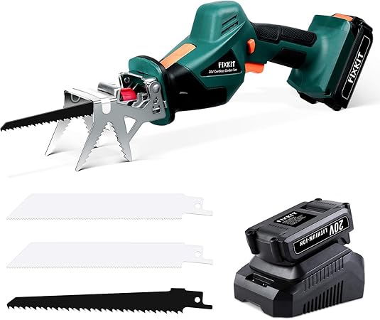 Fixkit Scie Sabre Sans Fil 20v Elagueur Pour Jardin Avec Li Batterie Indicateur De Niveau De